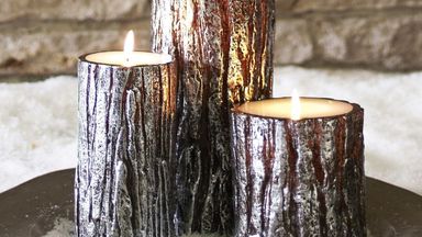 Metallic Bark Pillar Candles