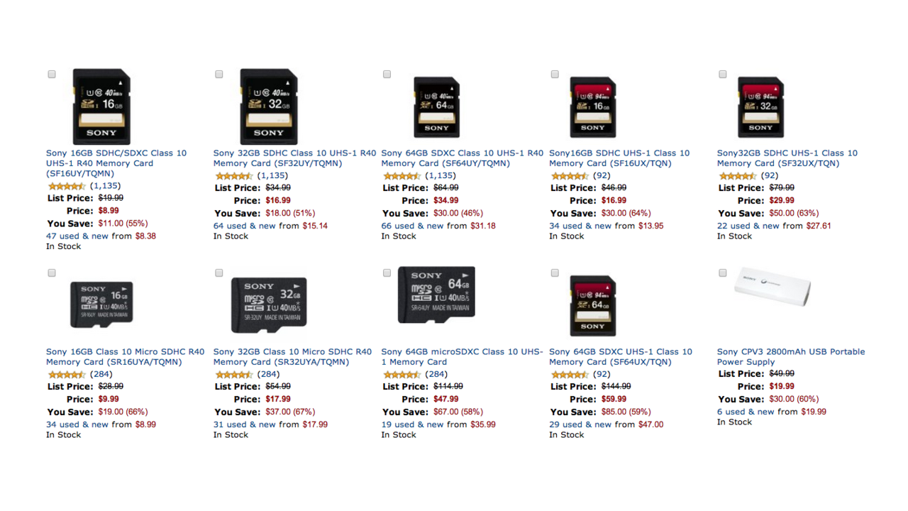 Today Only, Up to 70% Off Sony SD and microSD Memory Cards